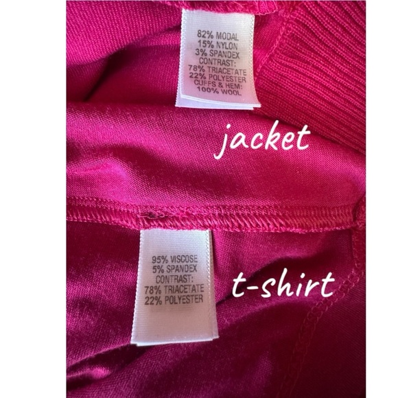 ST JOHN Fuchsia Athletic Jacket + T-shirt Set Satin Contrast Women's Medium - Picture 13 of 16